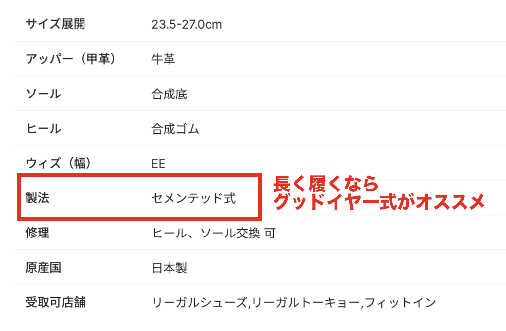 リーガルオススメ　セメンテッド方式